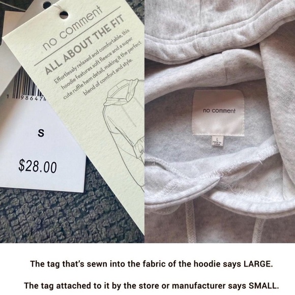 NWT Women's Grey Hoodie with Ruffle Hem - Picture 3 of 3